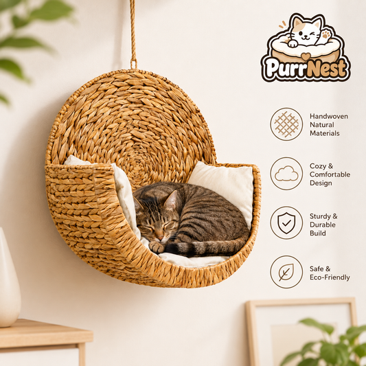 PurrNest™ Handwoven Hanging Cat Bed