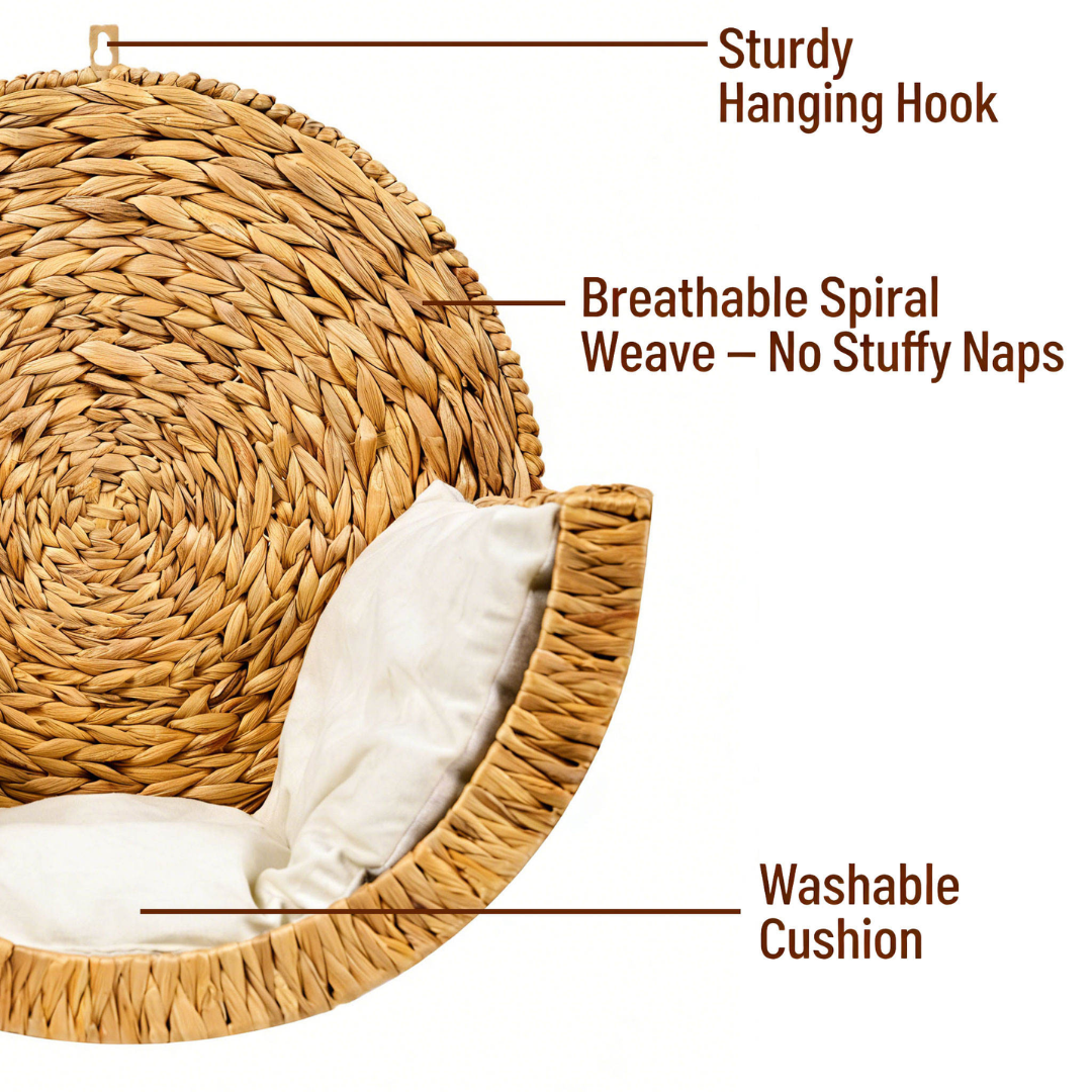 PurrNest™ Handwoven Hanging Cat Bed